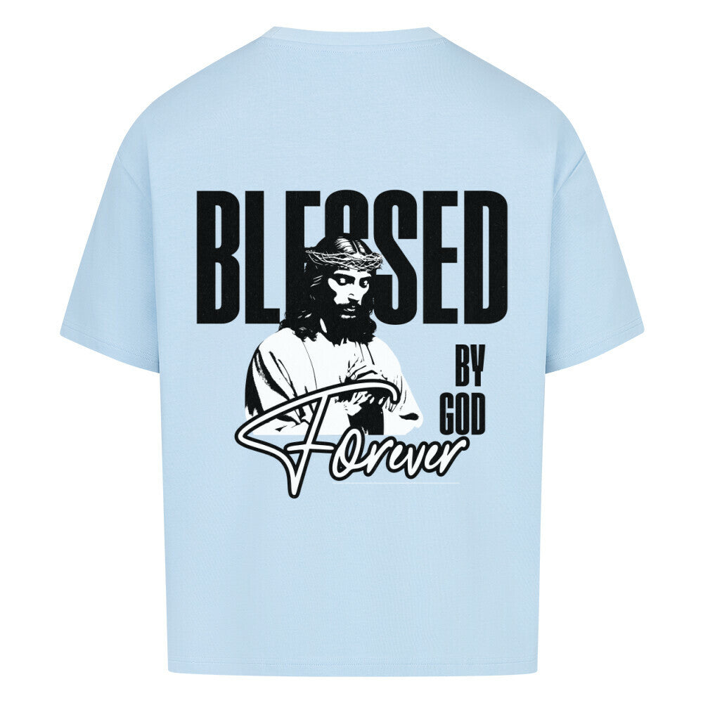 Blessed By God Forever Oversized T-Shirt in babyblau – christliches Oversized T-Shirt von Blessed by God