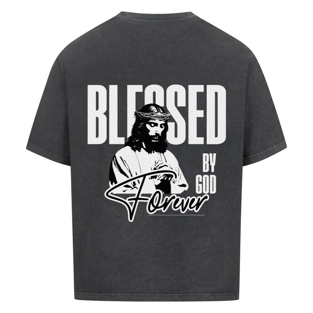 Blessed By God Forever Oversized T-Shirt in babyblau – christliches Oversized T-Shirt von Blessed by God