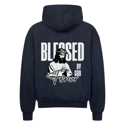 Blessed By God Forever Oversized Zipper Hoodie in french-navy – christlicher Oversized Zipper-Hoodie von Blessed by God