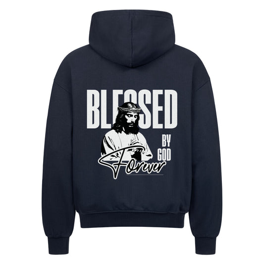 Blessed By God Forever Oversized Zipper Hoodie in french-navy – christlicher Oversized Zipper-Hoodie von Blessed by God