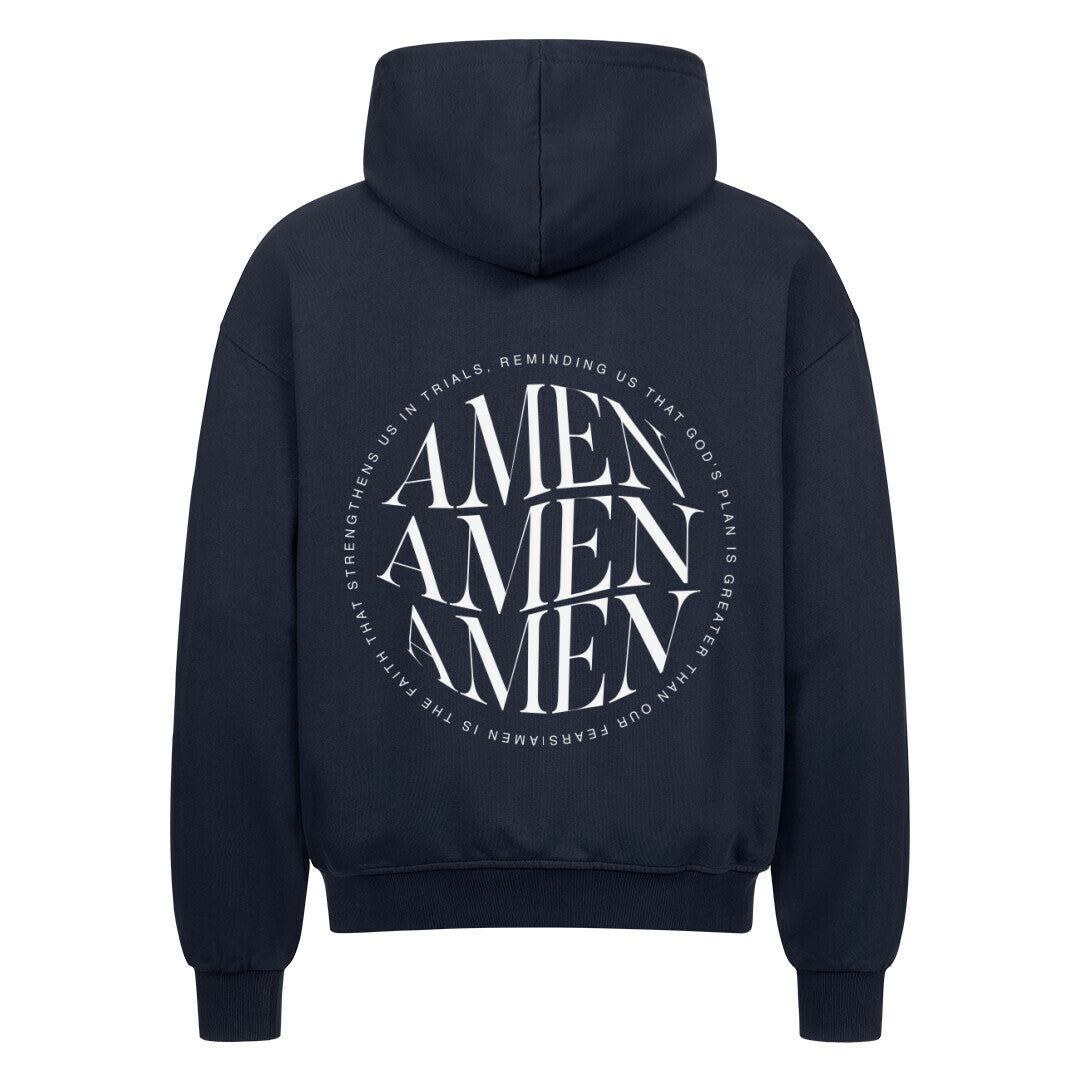 AMEN Oversized Zipper Hoodie in french-navy – christlicher Oversized Zipper-Hoodie von Blessed by God