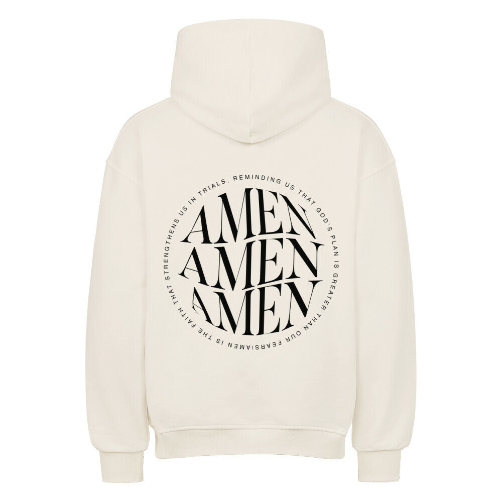 AMEN Oversized Hoodie in natural-raw – christlicher Oversized Hoodie von Blessed by God