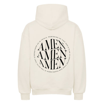 AMEN Oversized Hoodie in natural-raw – christlicher Oversized Hoodie von Blessed by God