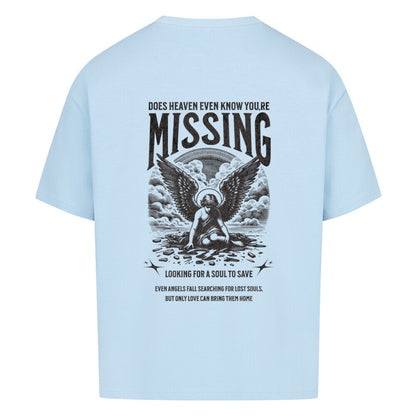Missing Oversized T-Shirt in babyblau – christliches Oversized T-Shirt von Blessed by God