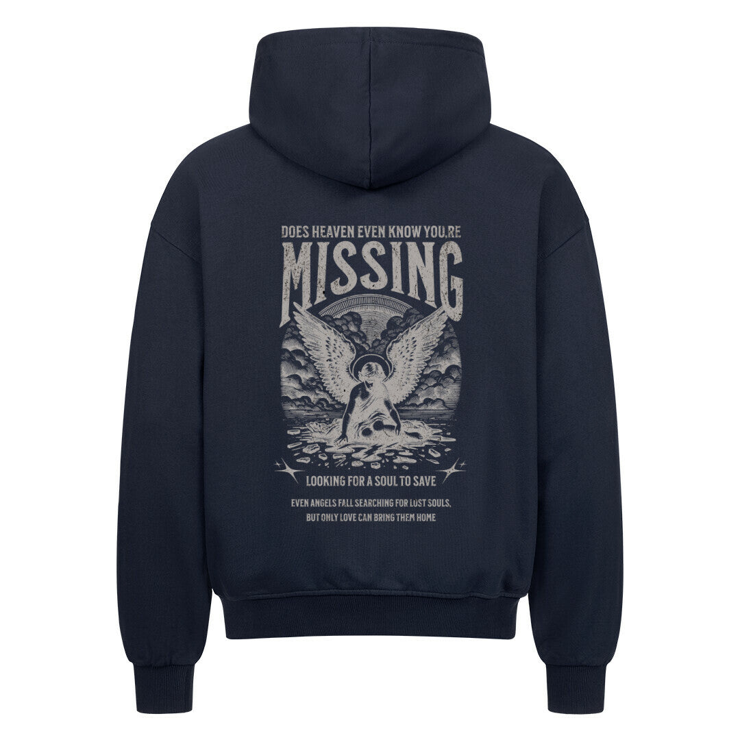 Missing Oversized Zipper Hoodie in french-navy – christlicher Oversized Zipper-Hoodie von Blessed by God
