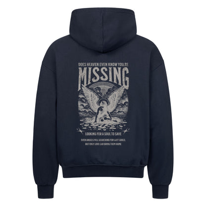 Missing Oversized Zipper Hoodie in french-navy – christlicher Oversized Zipper-Hoodie von Blessed by God