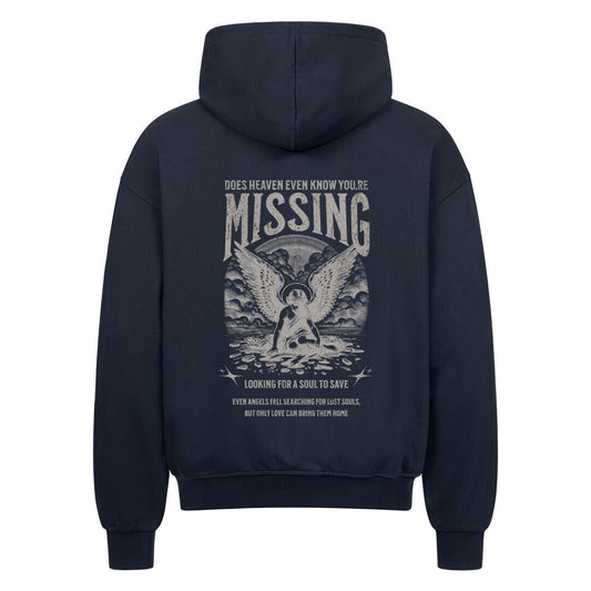 Missing Oversized Zipper Hoodie in french-navy – christlicher Oversized Zipper-Hoodie von Blessed by God
