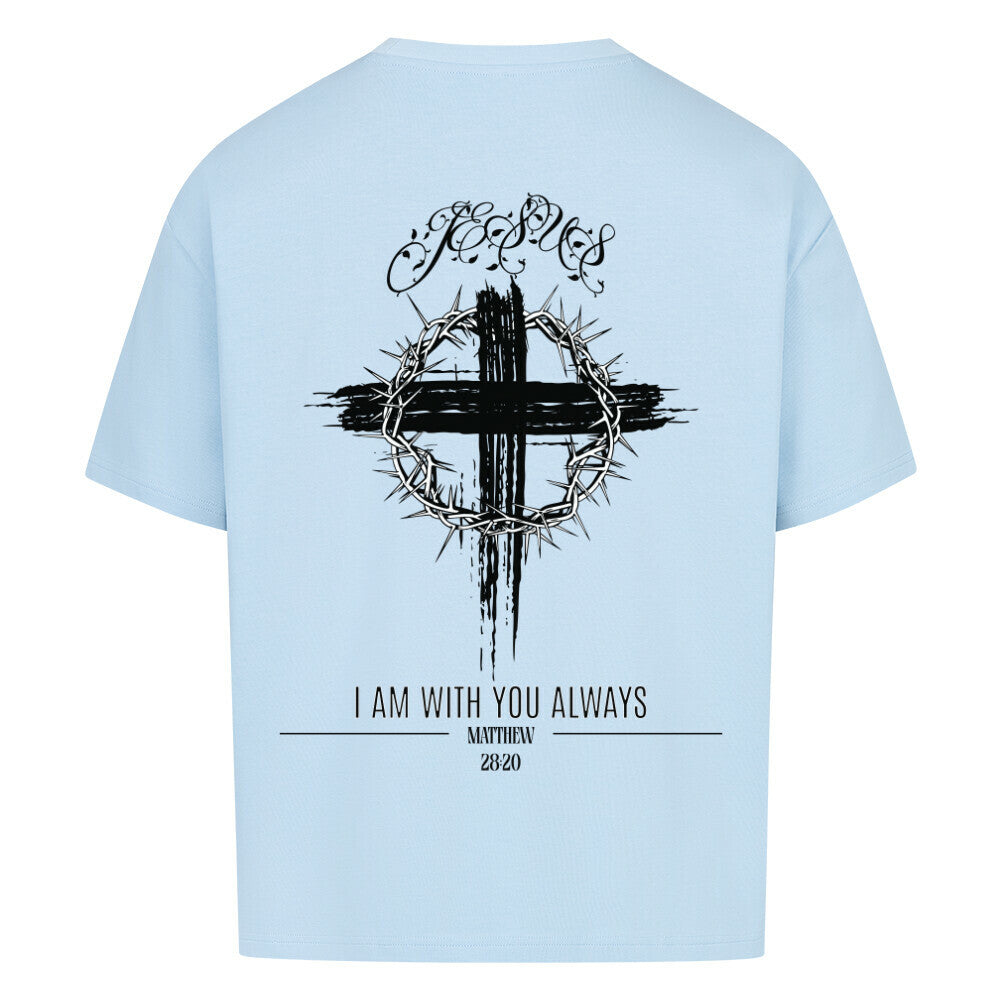 I Am With You Always Oversized T-Shirt in babyblau – christliches Oversized T-Shirt von Blessed by God