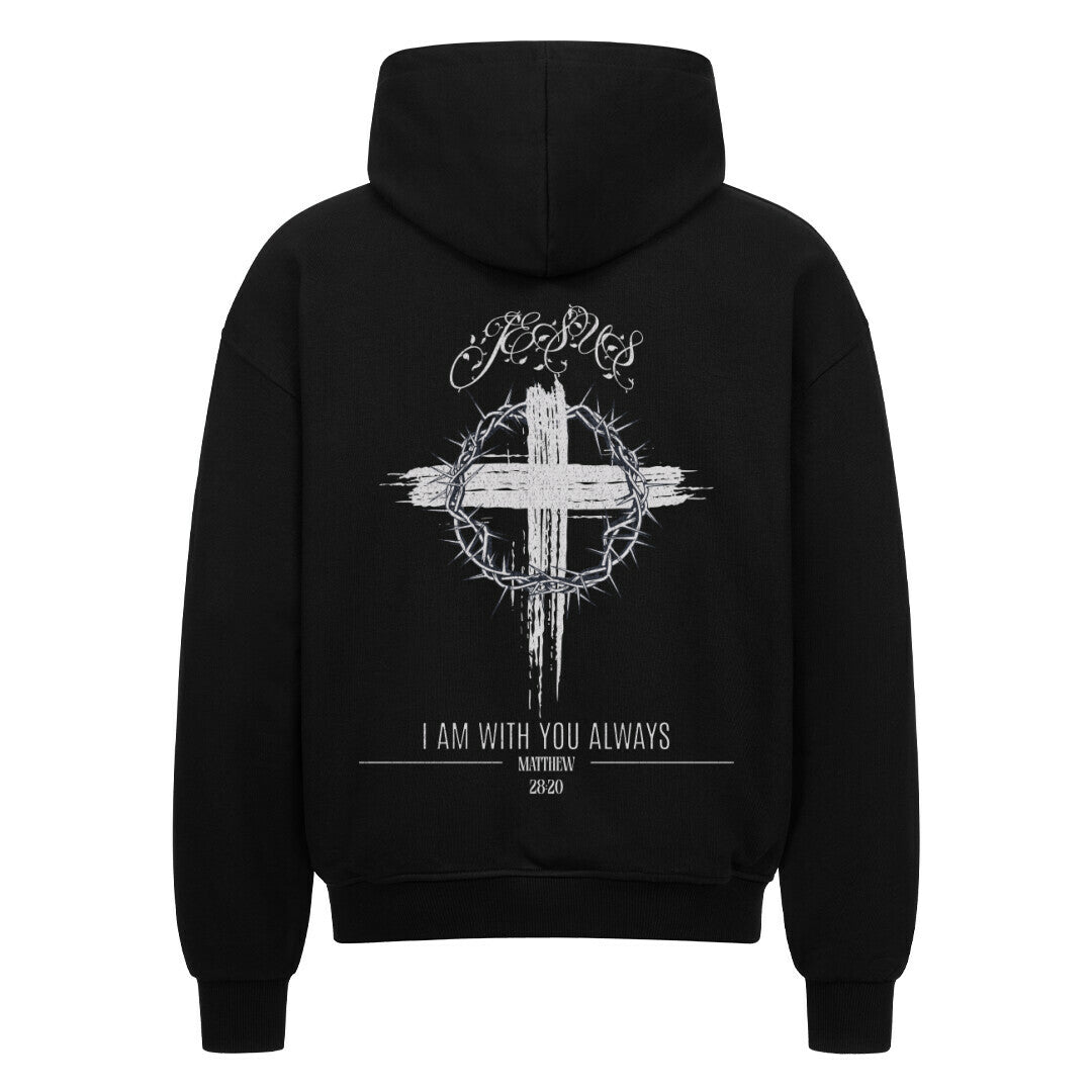 I Am With You Always Oversized Zipper Hoodie in French Navy – christlicher Oversized Zipper-Hoodie von Blessed by God