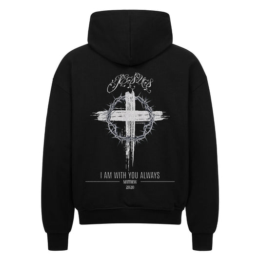 I Am With You Always Oversized Zipper Hoodie in French Navy – christlicher Oversized Zipper-Hoodie von Blessed by God