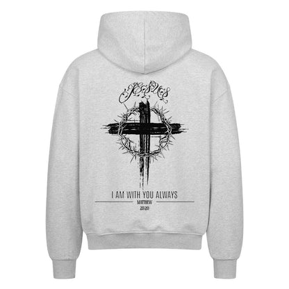 I Am With You Always Oversized Zipper Hoodie in French Navy – christlicher Oversized Zipper-Hoodie von Blessed by God
