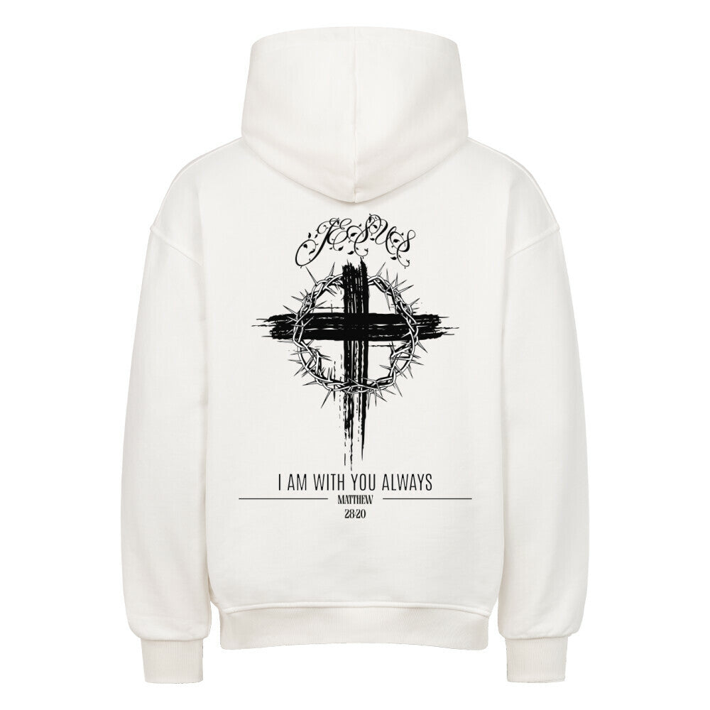 I Am With You Always Oversized Hoodie in natural-raw – christlicher Oversized Hoodie von Blessed by God