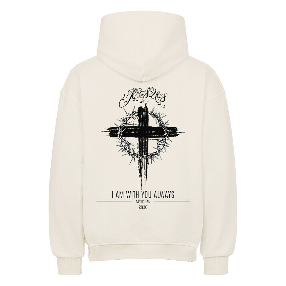I Am With You Always Oversized Hoodie in natural-raw – christlicher Oversized Hoodie von Blessed by God