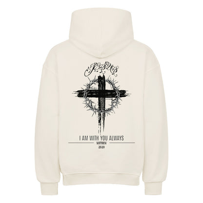 I Am With You Always Oversized Hoodie in natural-raw – christlicher Oversized Hoodie von Blessed by God