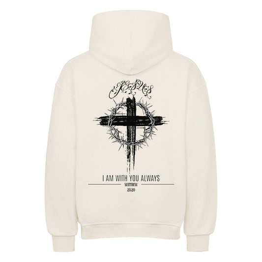 I Am With You Always Oversized Hoodie in natural-raw – christlicher Oversized Hoodie von Blessed by God