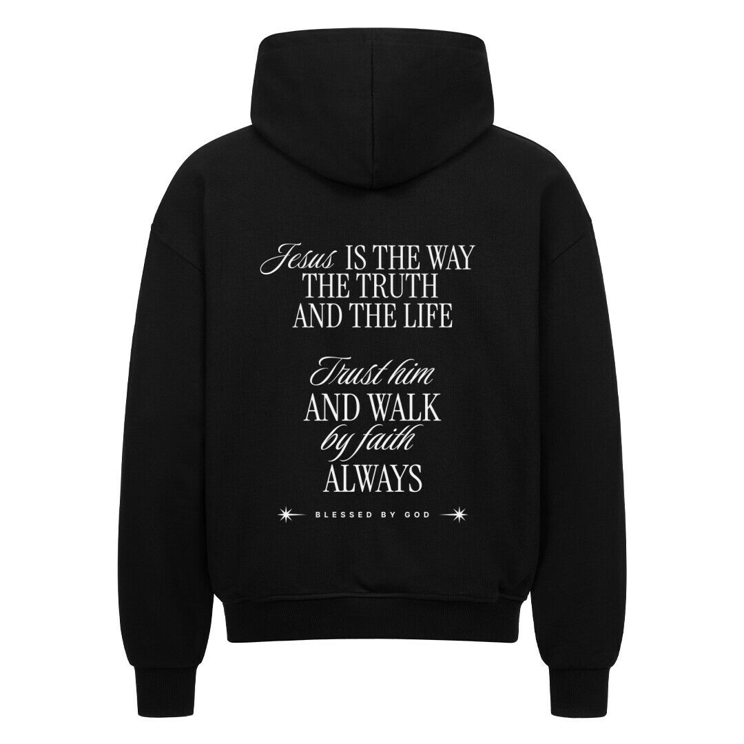 Jesus Is The Way Oversized Zipper Hoodie in french-navy – christlicher Oversized Zipper-Hoodie von Blessed by God