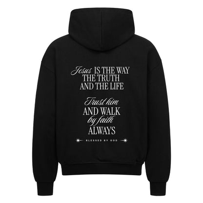 Jesus Is The Way Oversized Zipper Hoodie in french-navy – christlicher Oversized Zipper-Hoodie von Blessed by God