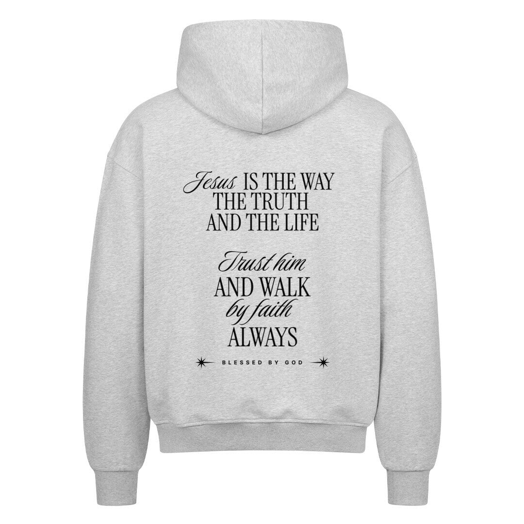 Jesus Is The Way Oversized Zipper Hoodie in french-navy – christlicher Oversized Zipper-Hoodie von Blessed by God