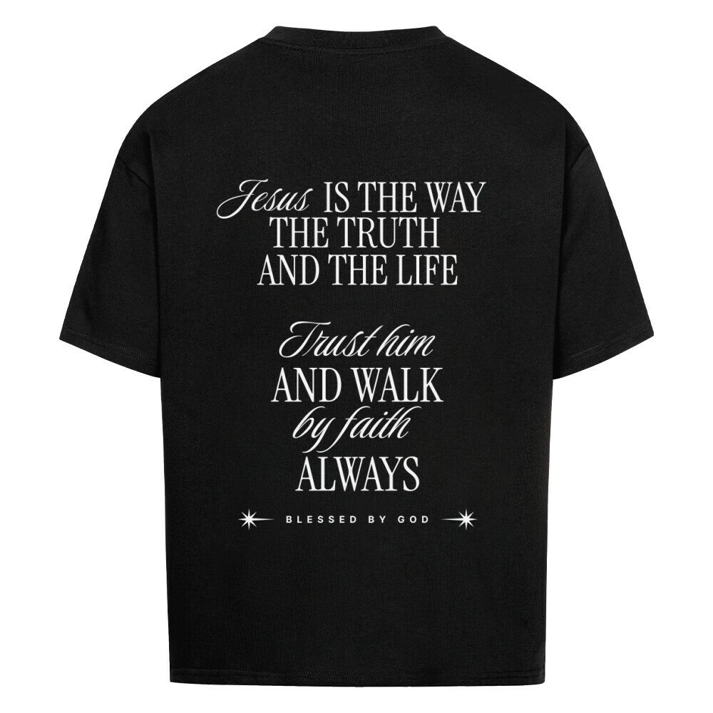 Jesus Is The Way Oversized T-Shirt in babyblau – christliches Oversized T-Shirt von Blessed by God