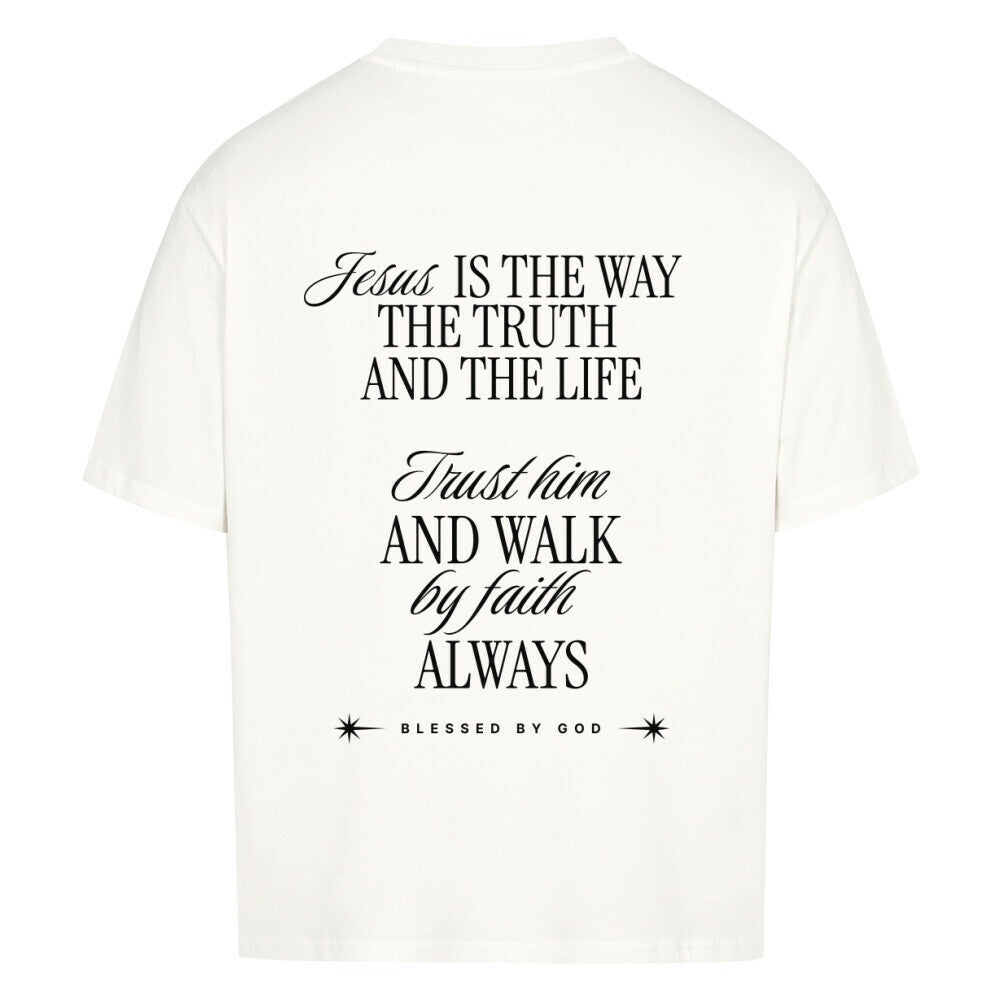 Jesus Is The Way Oversized T-Shirt in babyblau – christliches Oversized T-Shirt von Blessed by God