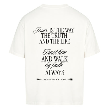 Jesus Is The Way Oversized T-Shirt in babyblau – christliches Oversized T-Shirt von Blessed by God
