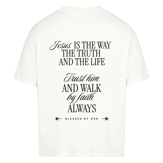 Jesus Is The Way Oversized T-Shirt in babyblau – christliches Oversized T-Shirt von Blessed by God