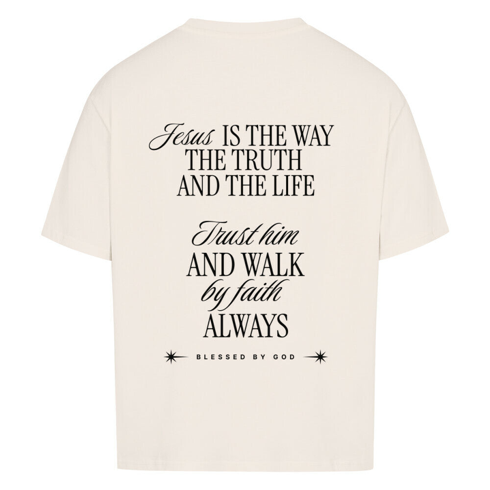 Jesus Is The Way Oversized T-Shirt in babyblau – christliches Oversized T-Shirt von Blessed by God