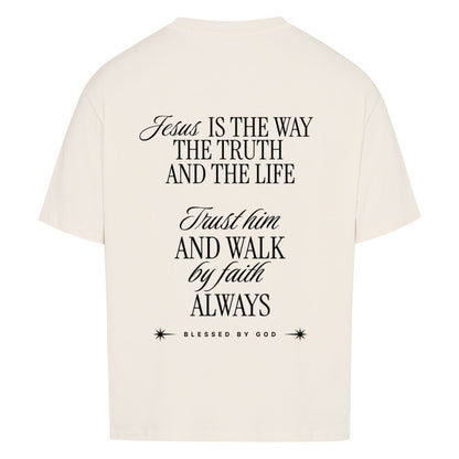 Jesus Is The Way Oversized T-Shirt in babyblau – christliches Oversized T-Shirt von Blessed by God