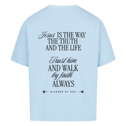 Jesus Is The Way Oversized T-Shirt in babyblau – christliches Oversized T-Shirt von Blessed by God