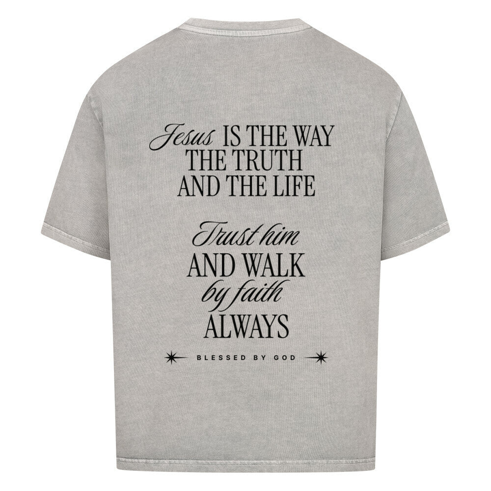 Jesus Is The Way Oversized T-Shirt in babyblau – christliches Oversized T-Shirt von Blessed by God