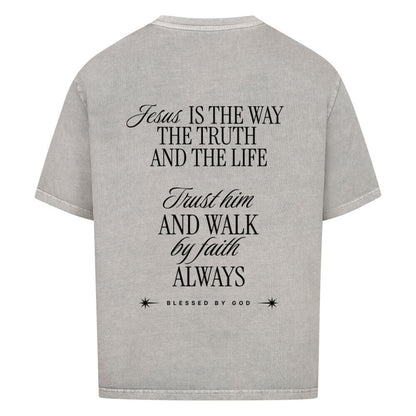 Jesus Is The Way Oversized T-Shirt in babyblau – christliches Oversized T-Shirt von Blessed by God
