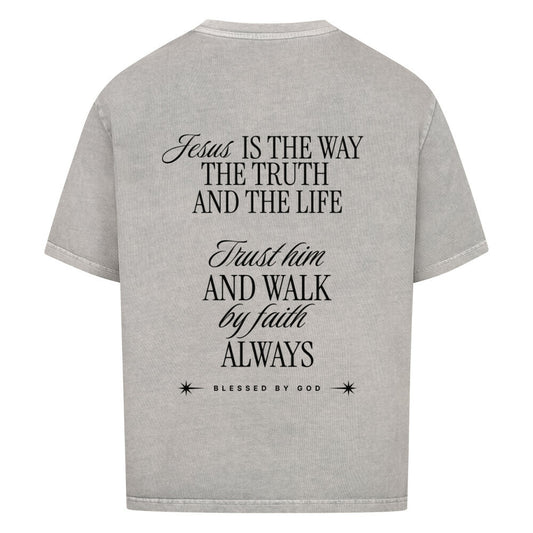 Jesus Is The Way Oversized T-Shirt in babyblau – christliches Oversized T-Shirt von Blessed by God