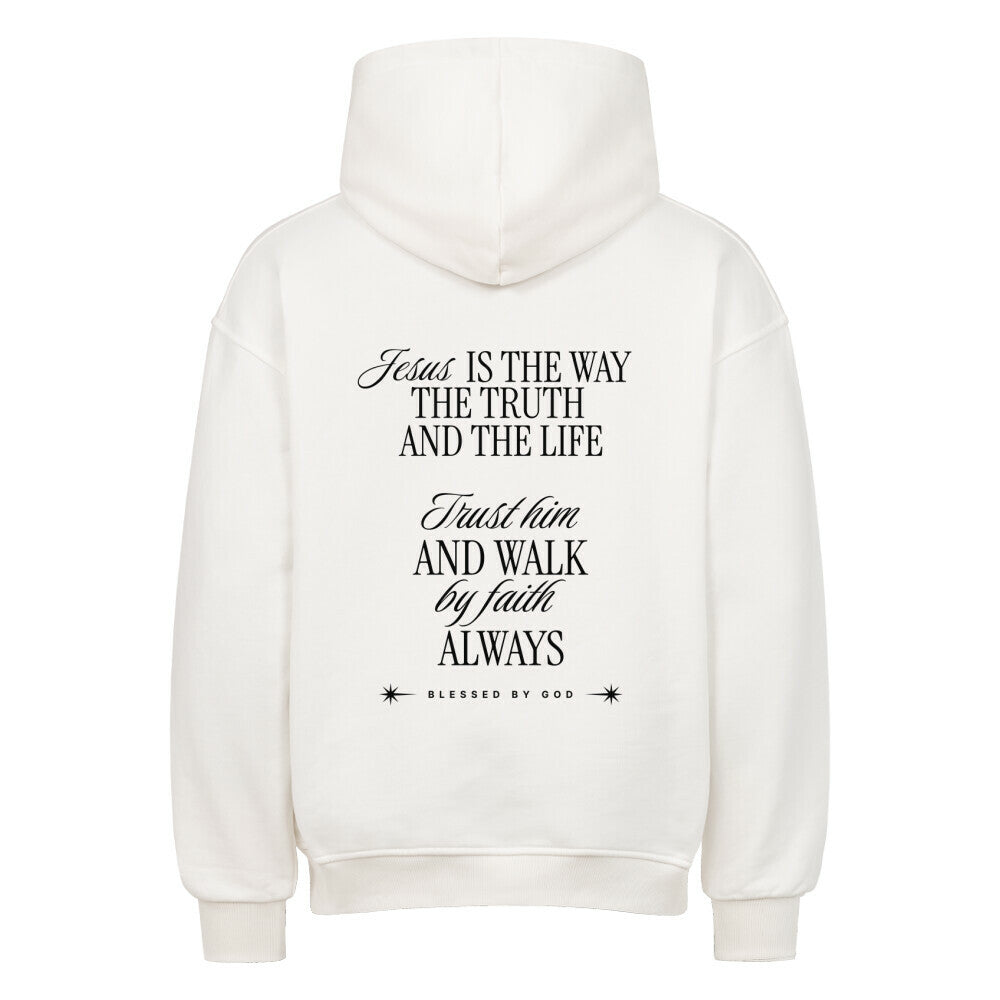 Jesus Is The Way Oversized Hoodie in natural-raw – christlicher Oversized Hoodie von Blessed by God