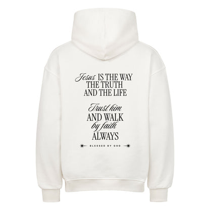 Jesus Is The Way Oversized Hoodie in natural-raw – christlicher Oversized Hoodie von Blessed by God