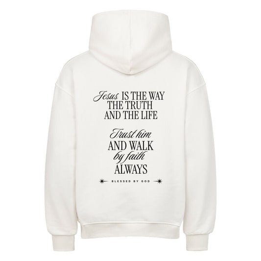 Jesus Is The Way Oversized Hoodie in natural-raw – christlicher Oversized Hoodie von Blessed by God