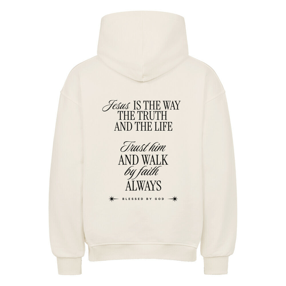 Jesus Is The Way Oversized Hoodie in natural-raw – christlicher Oversized Hoodie von Blessed by God