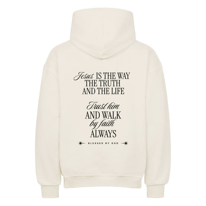 Jesus Is The Way Oversized Hoodie in natural-raw – christlicher Oversized Hoodie von Blessed by God