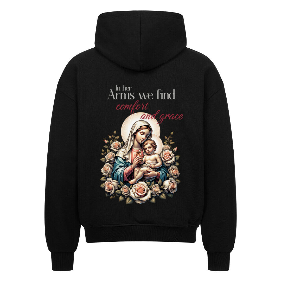 In Her Arms Oversized Zipper Hoodie in french-navy – christlicher Oversized Zipper-Hoodie von Blessed by God