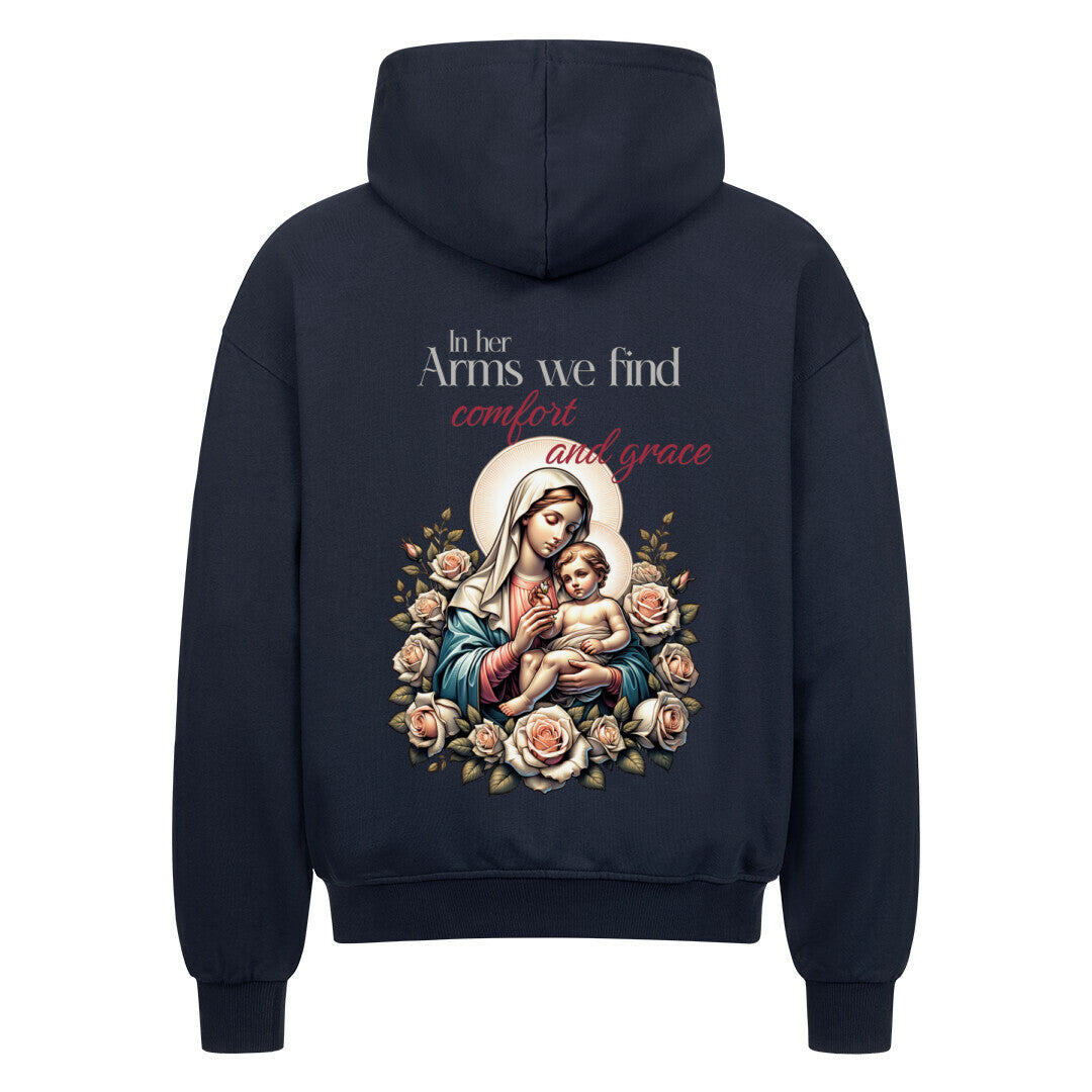 In Her Arms Oversized Zipper Hoodie in french-navy – christlicher Oversized Zipper-Hoodie von Blessed by God