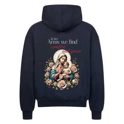 In Her Arms Oversized Zipper Hoodie in french-navy – christlicher Oversized Zipper-Hoodie von Blessed by God
