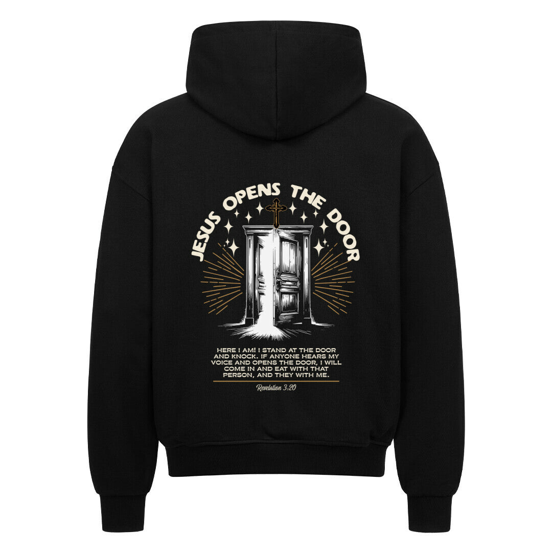 Jesus Opens The Door Oversized Zipper Hoodie in french-navy – christlicher Oversized Zipper-Hoodie von Blessed by God