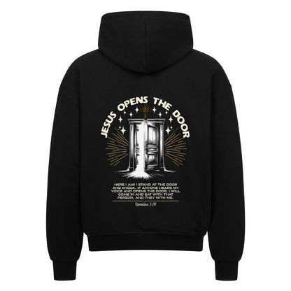 Jesus Opens The Door Oversized Zipper Hoodie in french-navy – christlicher Oversized Zipper-Hoodie von Blessed by God