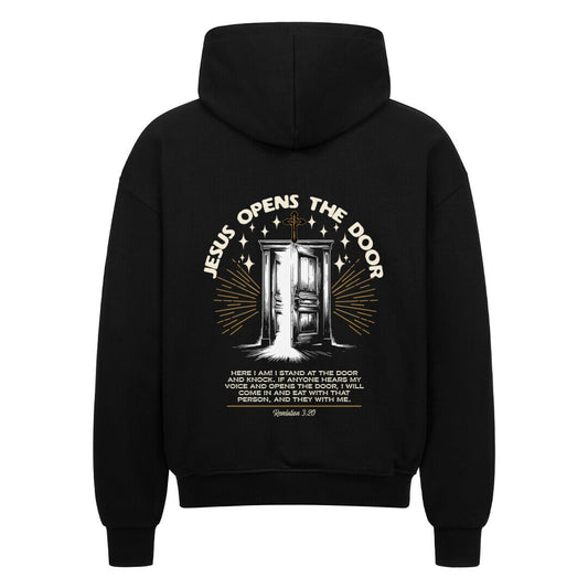 Jesus Opens The Door Oversized Zipper Hoodie in french-navy – christlicher Oversized Zipper-Hoodie von Blessed by God