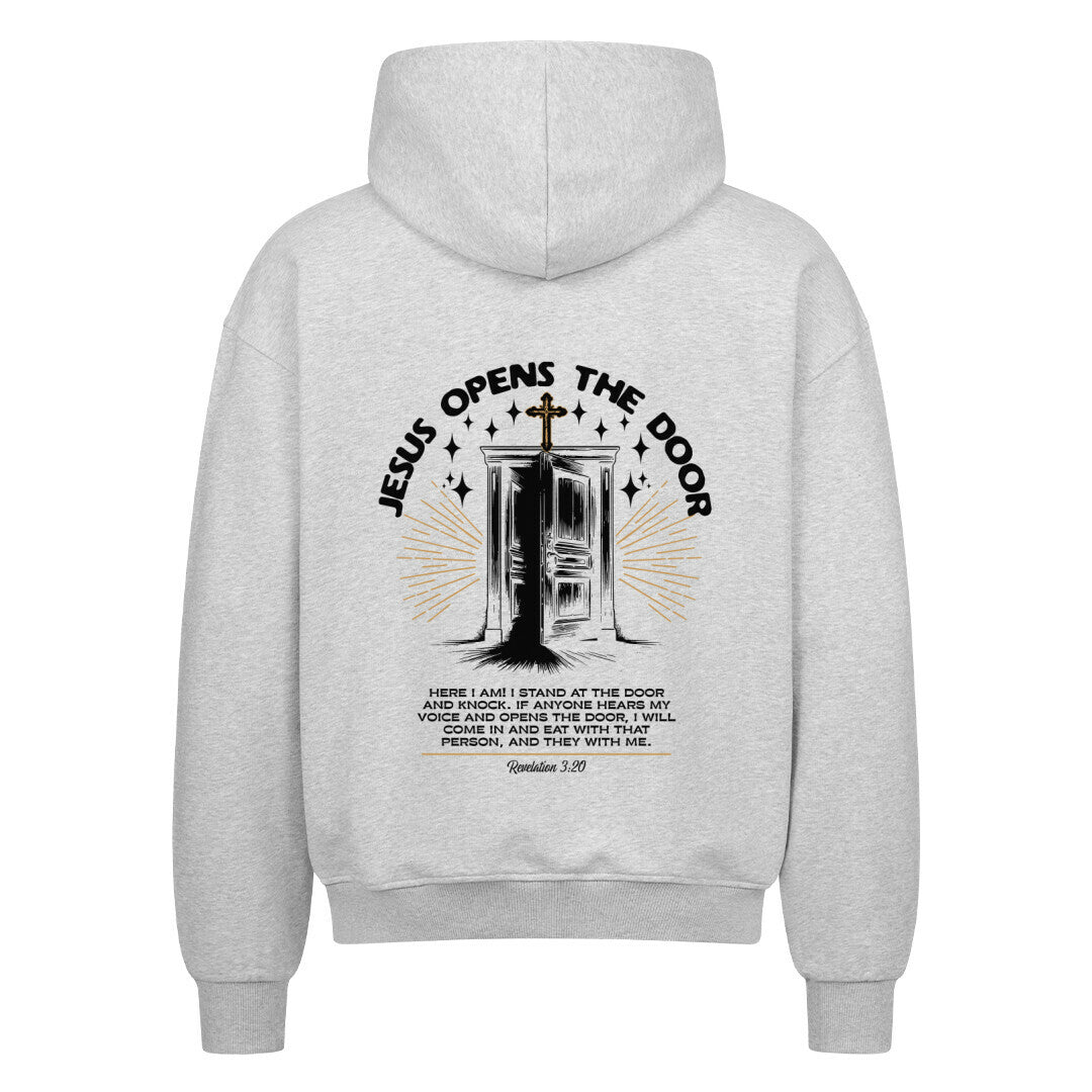 Jesus Opens The Door Oversized Zipper Hoodie in french-navy – christlicher Oversized Zipper-Hoodie von Blessed by God