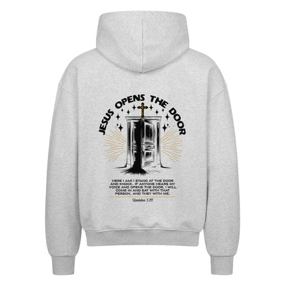 Jesus Opens The Door Oversized Zipper Hoodie in french-navy – christlicher Oversized Zipper-Hoodie von Blessed by God