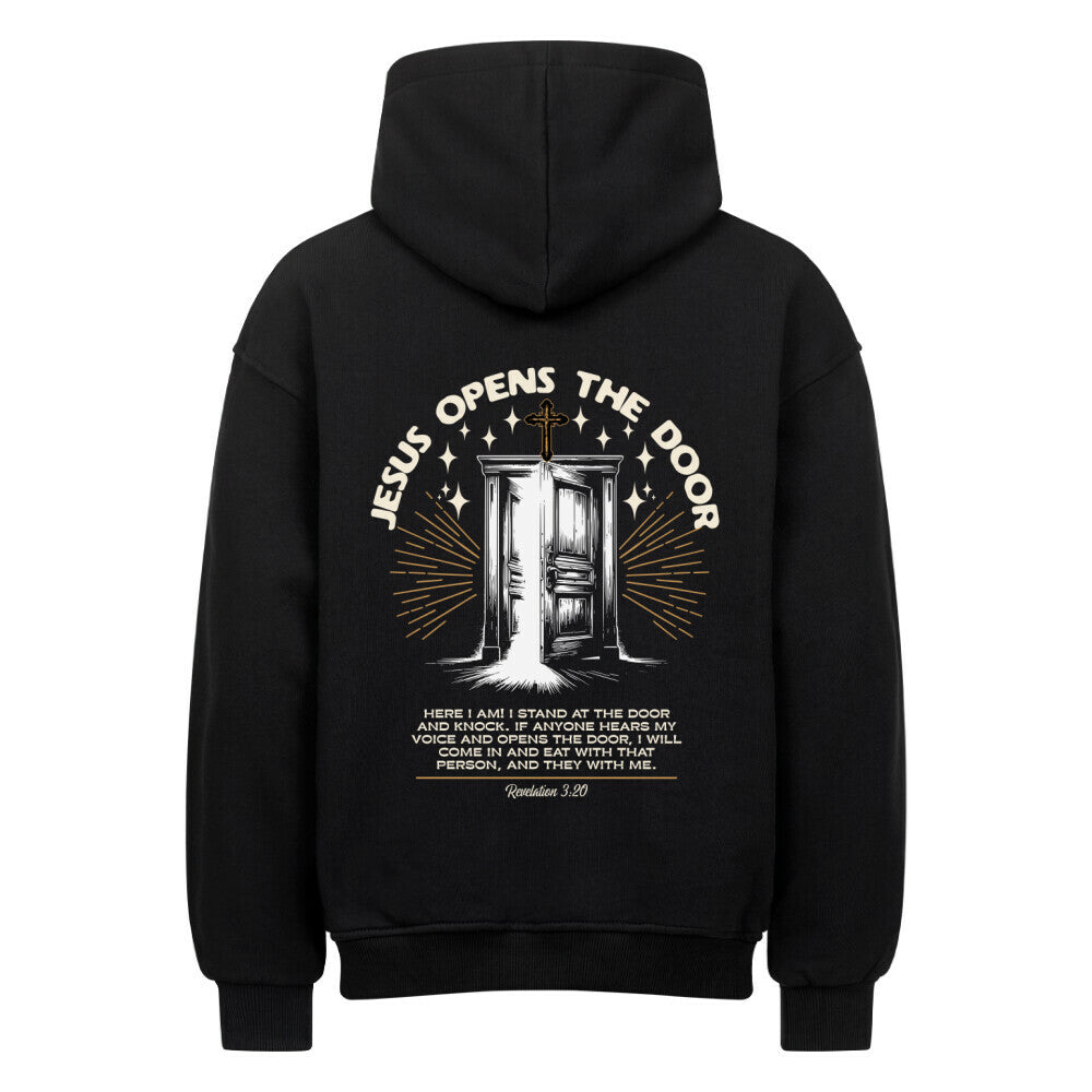 Jesus Opens The Door Oversized Hoodie in natural-raw – christlicher Oversized Hoodie von Blessed by God
