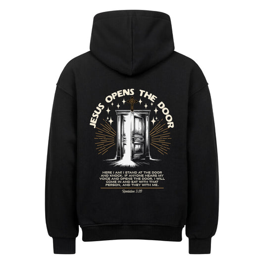 Jesus Opens The Door Oversized Hoodie in natural-raw – christlicher Oversized Hoodie von Blessed by God