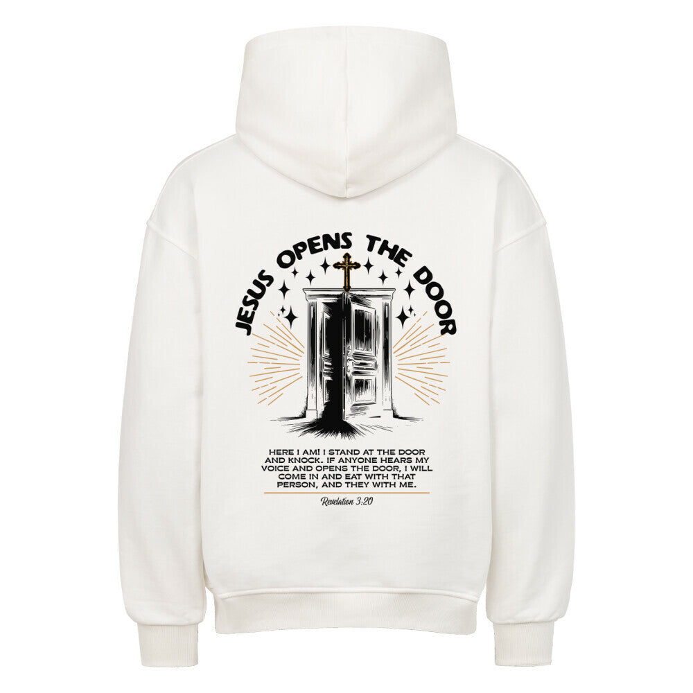 Jesus Opens The Door Oversized Hoodie in natural-raw – christlicher Oversized Hoodie von Blessed by God