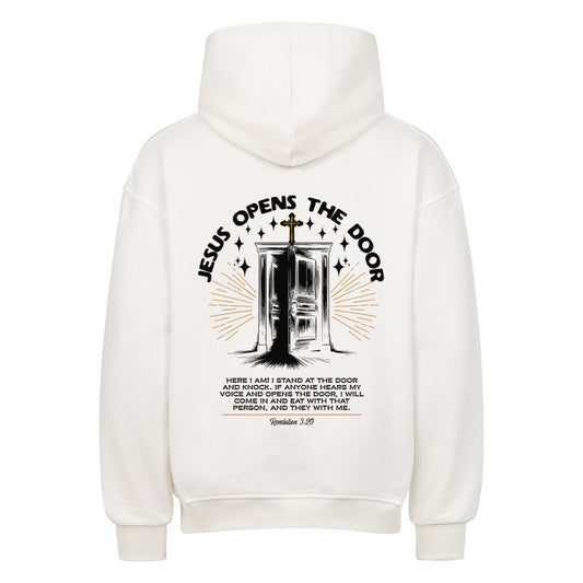 Jesus Opens The Door Oversized Hoodie in natural-raw – christlicher Oversized Hoodie von Blessed by God