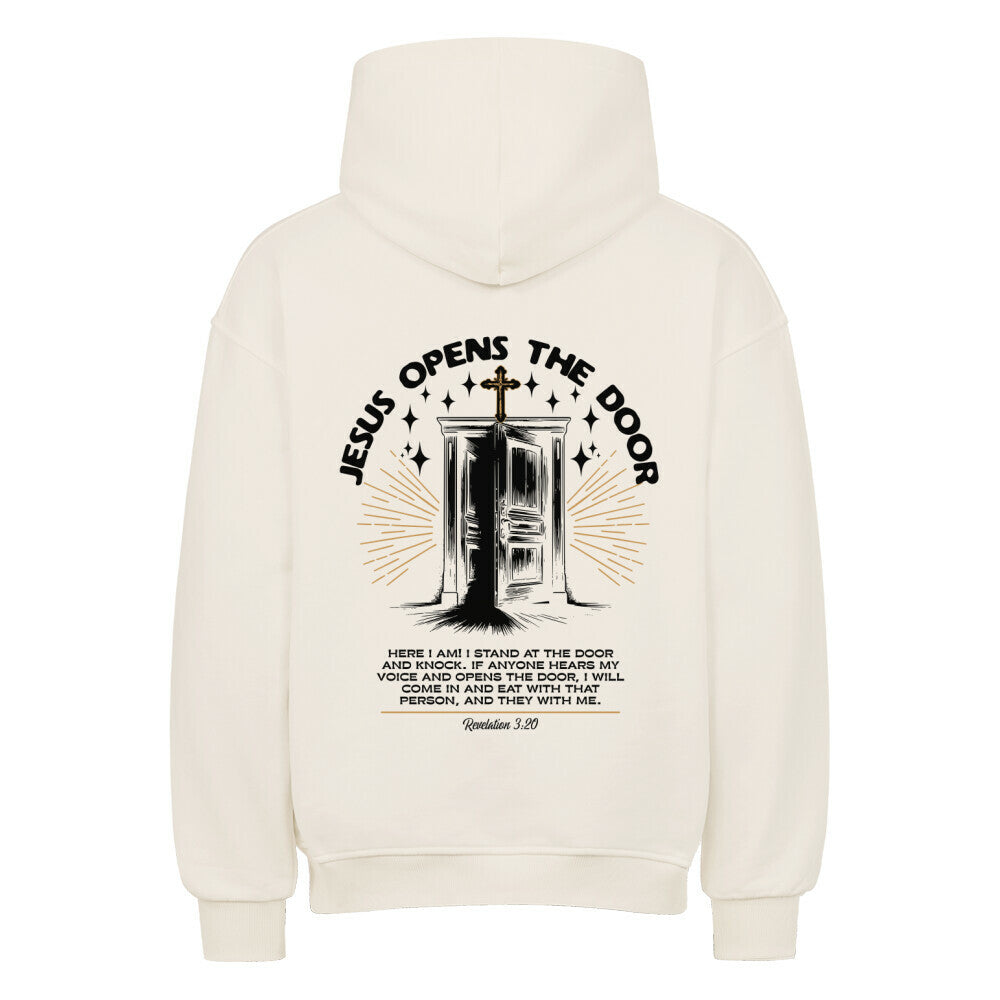 Jesus Opens The Door Oversized Hoodie in natural-raw – christlicher Oversized Hoodie von Blessed by God